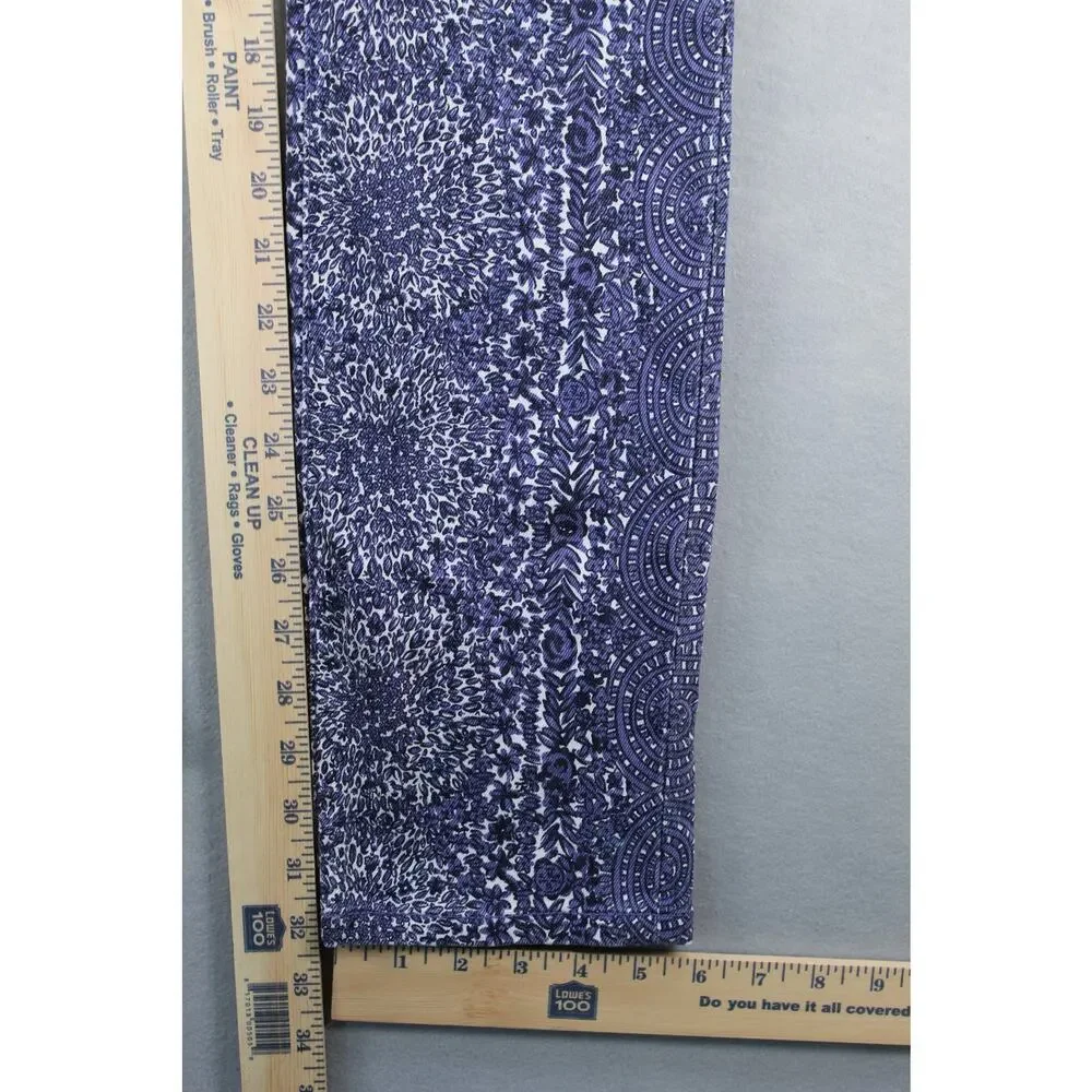 Tory Burch Ivy Super Skinny Jeans Womens 29 Blue Abstract Low Rise